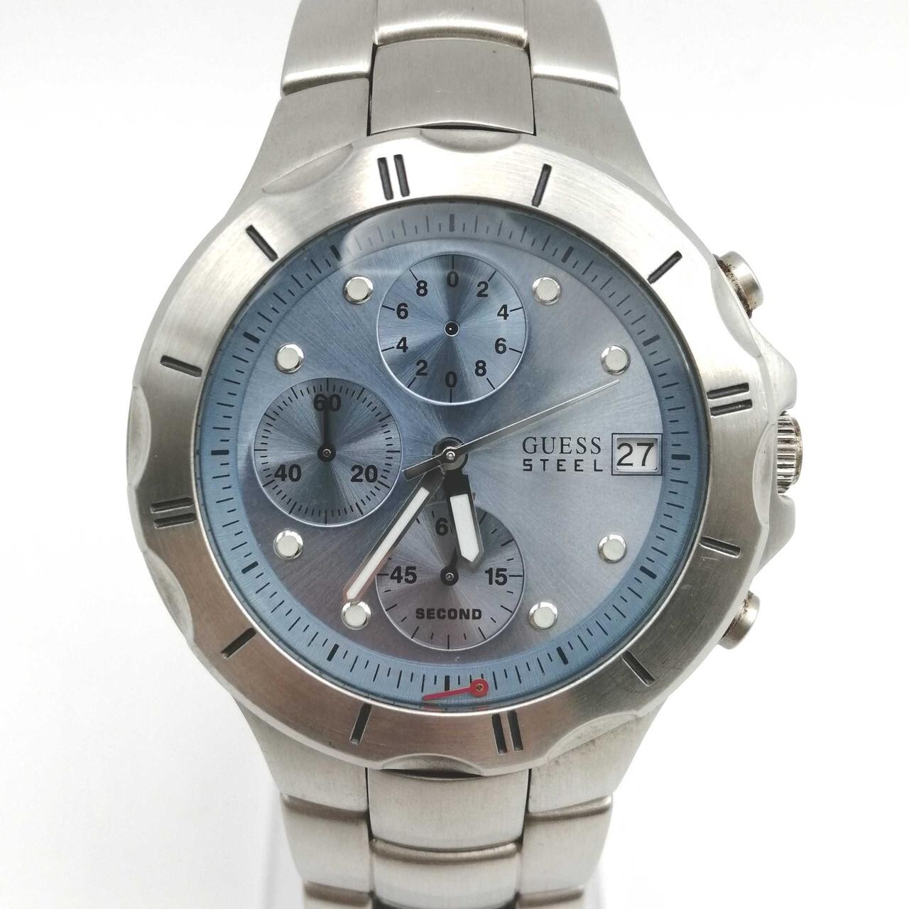 Guess Steel Waterpro Quartz Analog Stainless Men's Watch From Japan Preowned Guess Steel Waterpro Quartz Analog Stainless Men's Watch From Japan Preowned