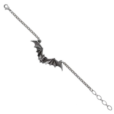 Vampire Romance Gothic Bracelet Black Heart Bat Wings Goth Rock Pewter Jewelry
