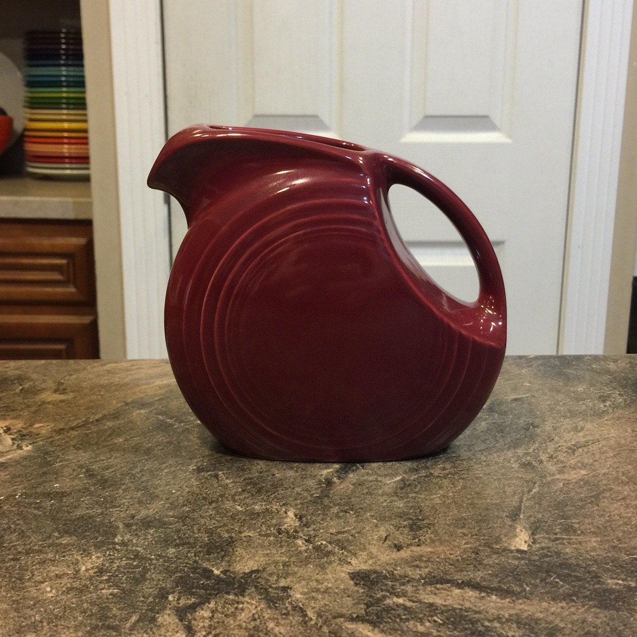 Fiesta Small Disk Pitcher Juice Retired Cinnabar