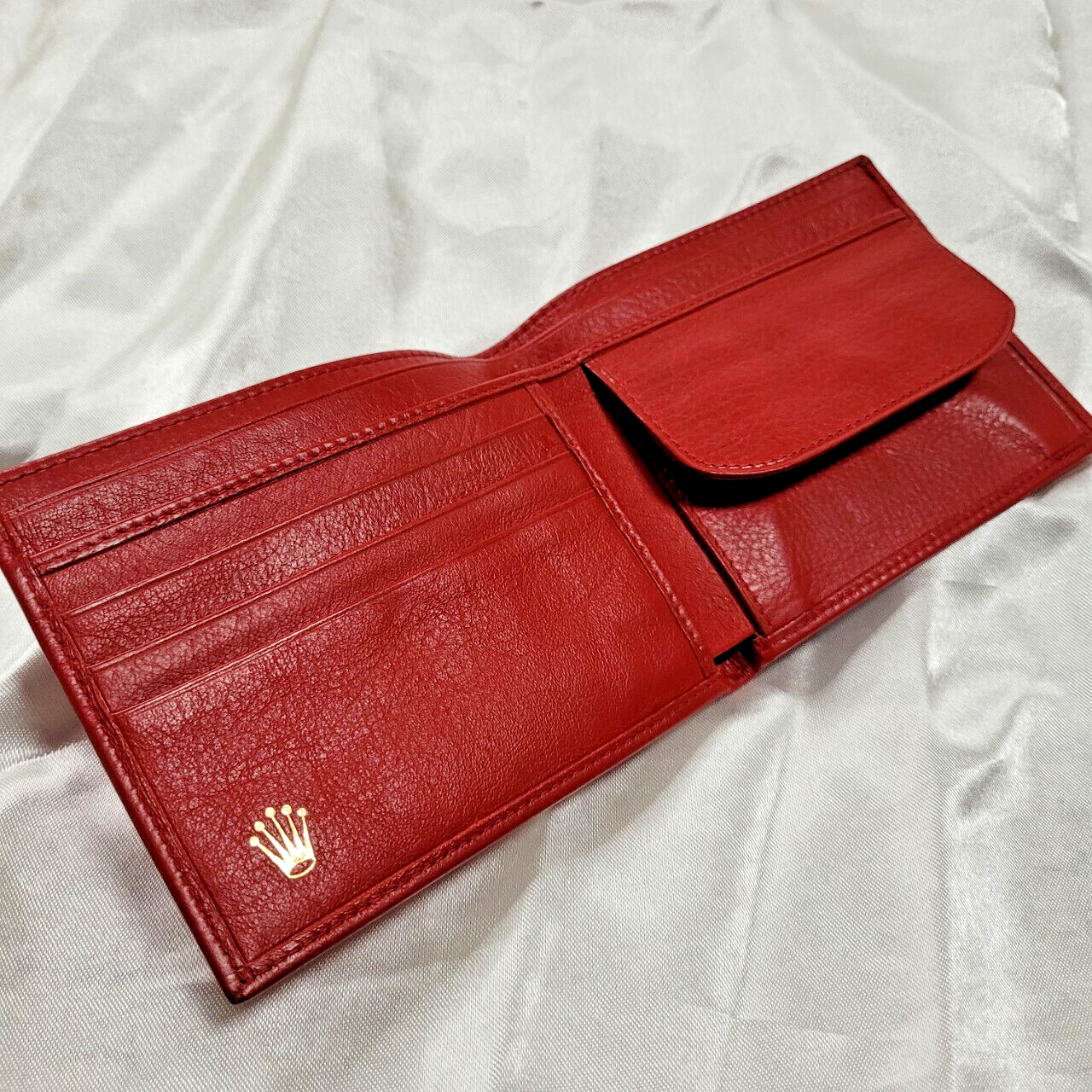ROLEX レザーケース 赤 Authentic Montres Rolex Watch S.A. Geneva Red Leather Bi-Fold