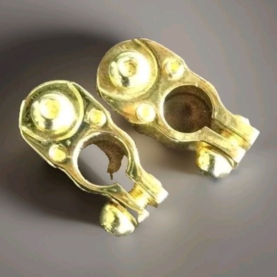 Deka Battery Terminal Connectors 2 pc Solid Brass Gold Plated 
