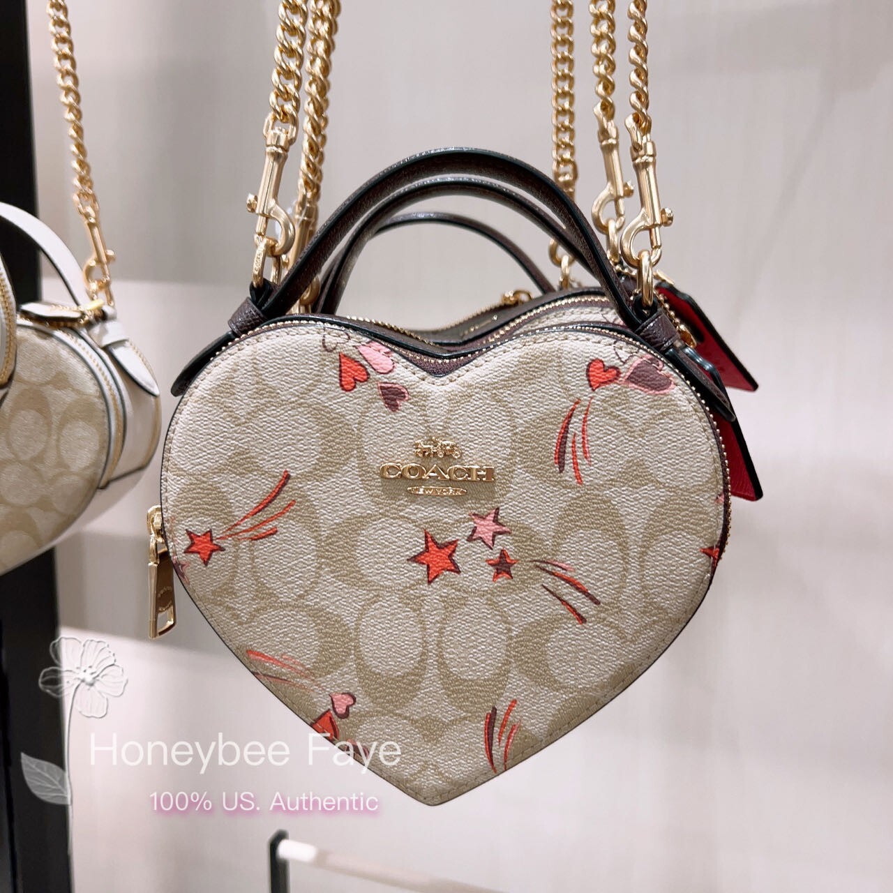NWT Coach Heart Crossbody In Signature Canvas With Heart And