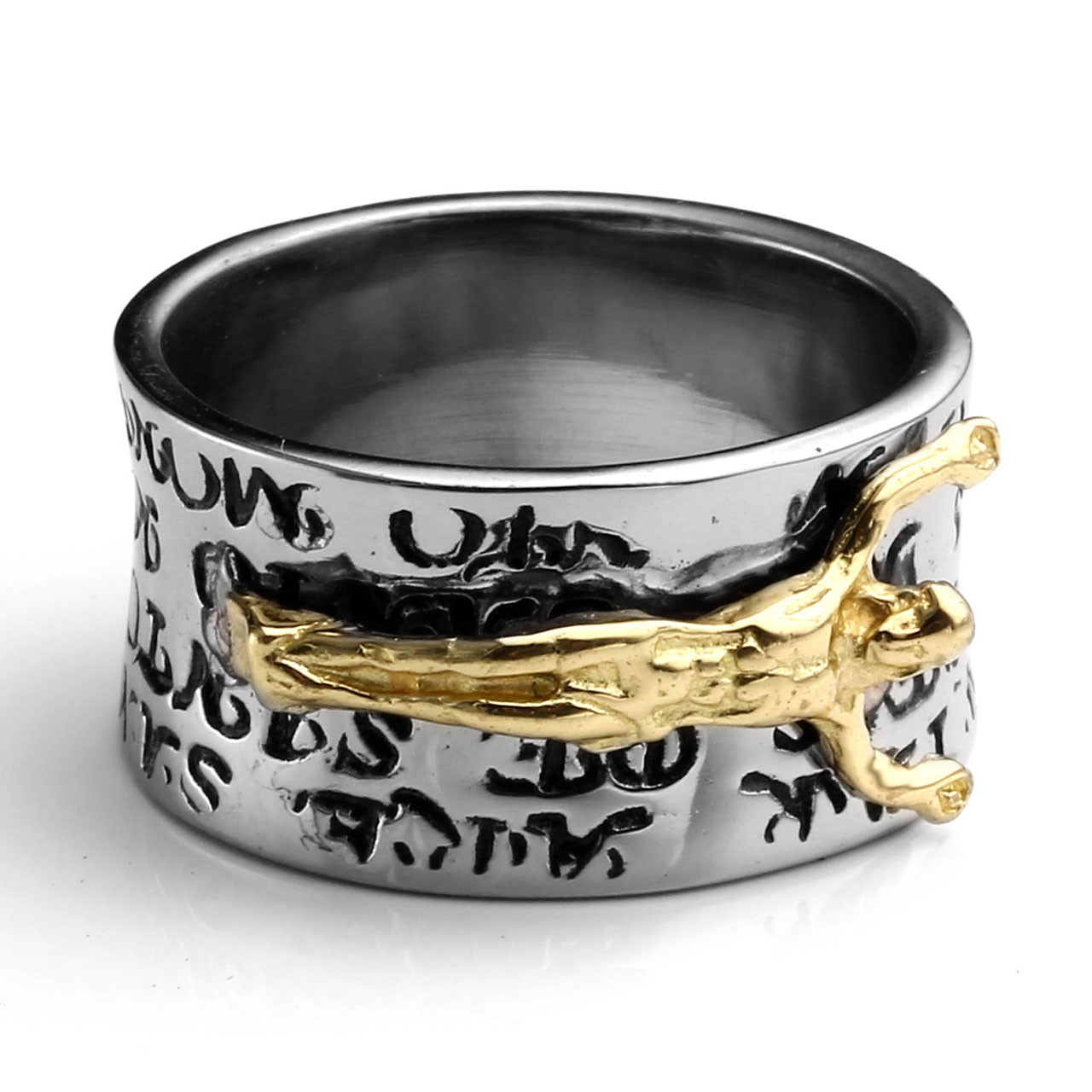 1pc Carved Jesus Bible 316L Surgical Steel Men's Finger Band Rings Gift us9-10