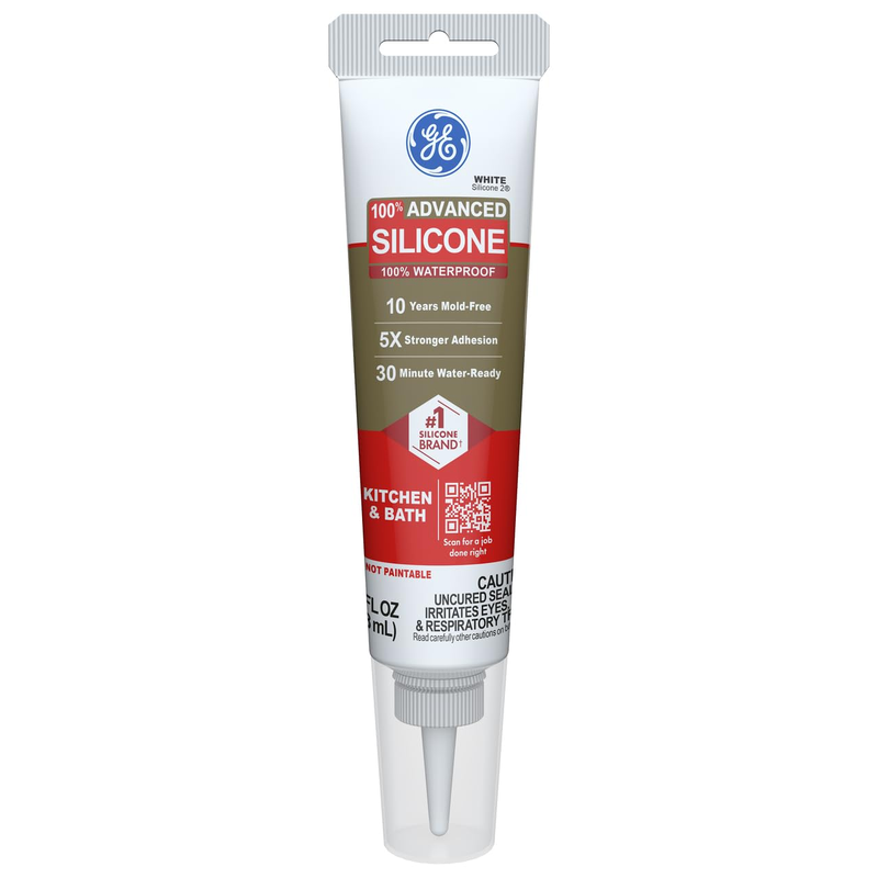 Advanced Silicone Caulk for Kitchen & Bathroom, White, 2.8 Fl ...