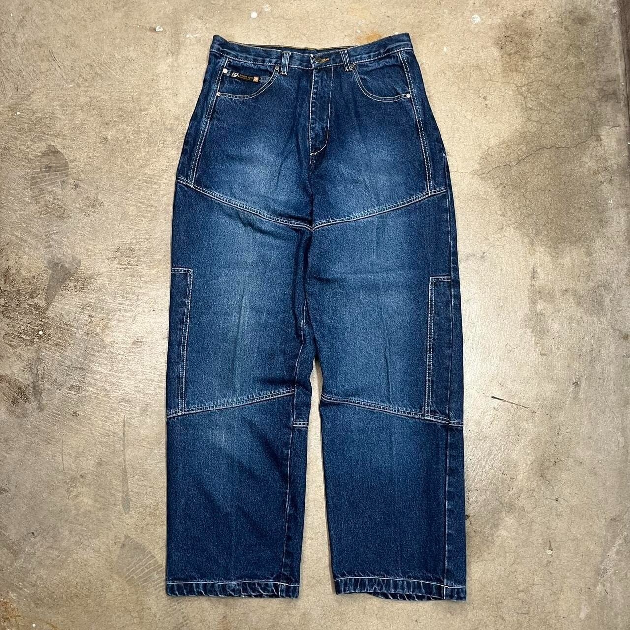 90s Baggy Blue Jeans Brooklyn Xpress Double Knee Denim 34