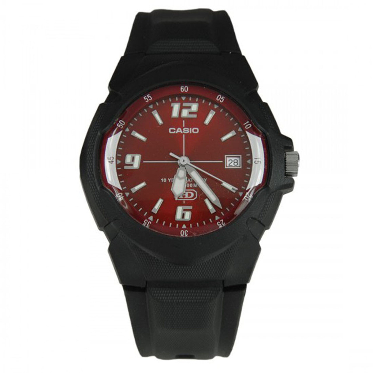 Casio Men's Quartz Casual Red Dial Black Plastic Designer Watch MW