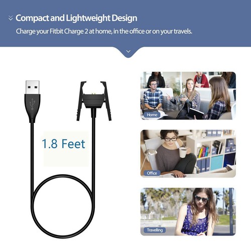 Charger For Fitbit CHARGE 2 Activity Wristband USB Charging Cable Cord Wire-NEW