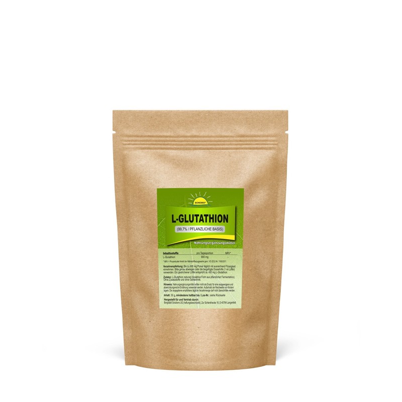 L-Glutathion (Pflanzlich, Reduced/Bioaktiv), Ohne ZusÃ¤Tze, 30 G Pulver, BonemisÂ®
