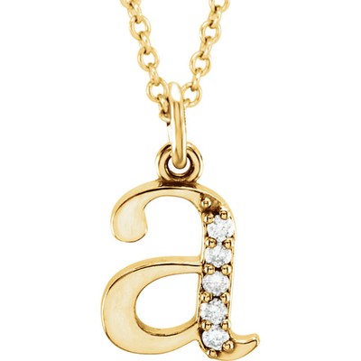 Pre-owned Roxx Fine Jewelry Initial Diamond Necklace 14k Rose Gold Lower Case Initial All Letters Available