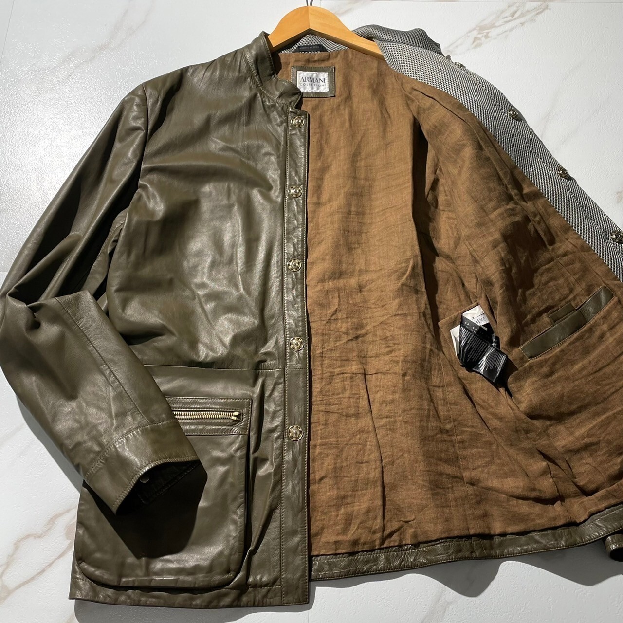 GIORGIO ARMANI イタリア製 lamb leather Giorgio Armani Leather Jacket Lamb Skin Black Size 48 Made