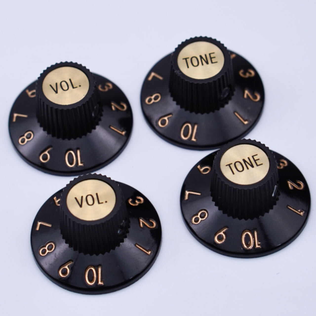 【修正羽根パーツ付】アルベド 4 Black Witch Hat Guitar Knobs Bakelite Set Screw Vol. Tone