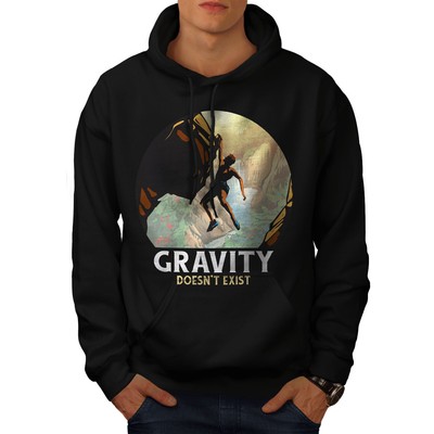 Wellcoda Gravity Doesn't Exist Rock Climbing Mens Hoodie
