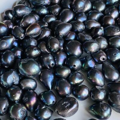 Peacock 14x17mm Round Baroque Nugget Freshwater Pearl Loose Beads 2mm Large Hole