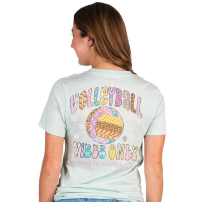 New Simply Southern T-Shirt Women's - Volleyball Vibes - Breeze Blue