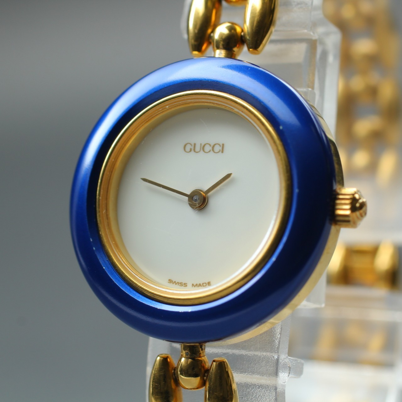 ■ 美品 ■ グッチ GUCCI Change bezel 11/12.2 Read ] GUCCI 11/12.2 Change Bezel Watch Gold Silver Dial Not