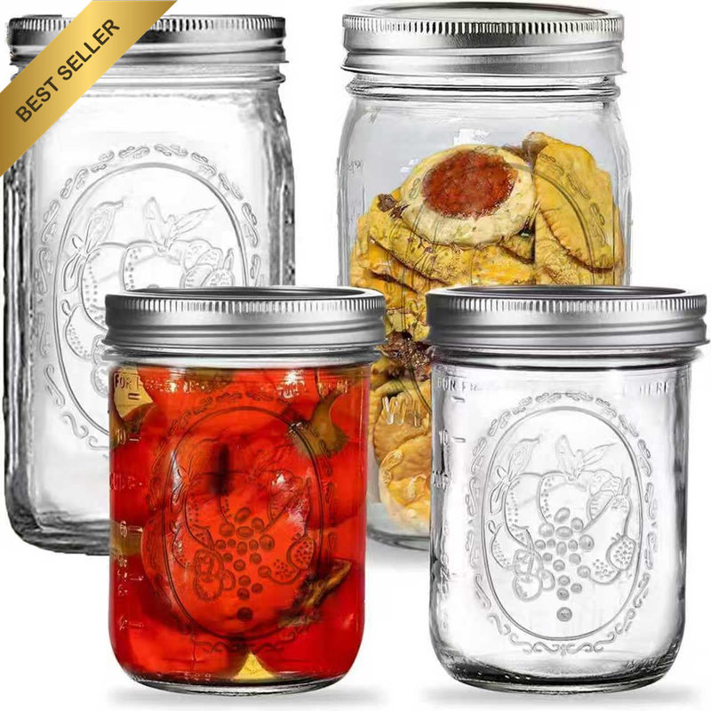 32 Oz+16Oz Wide Mouth Mason Jars Half Gallon Mason Jars with Airtight Lids and B