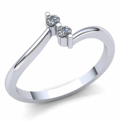 Pre-owned Jewelwesell Real 0.5carat Round Cut Diamond Ladies 2stone Promise Wedding Band 14k Gold In Gh