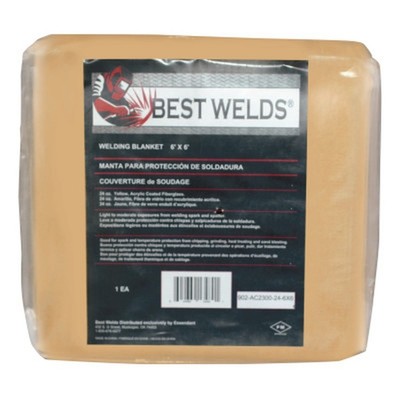 BEST WELDS 902-AC2300-24-6X6 Welding Blanket, 6 ft X 6 ft, Fiberglass, Yellow