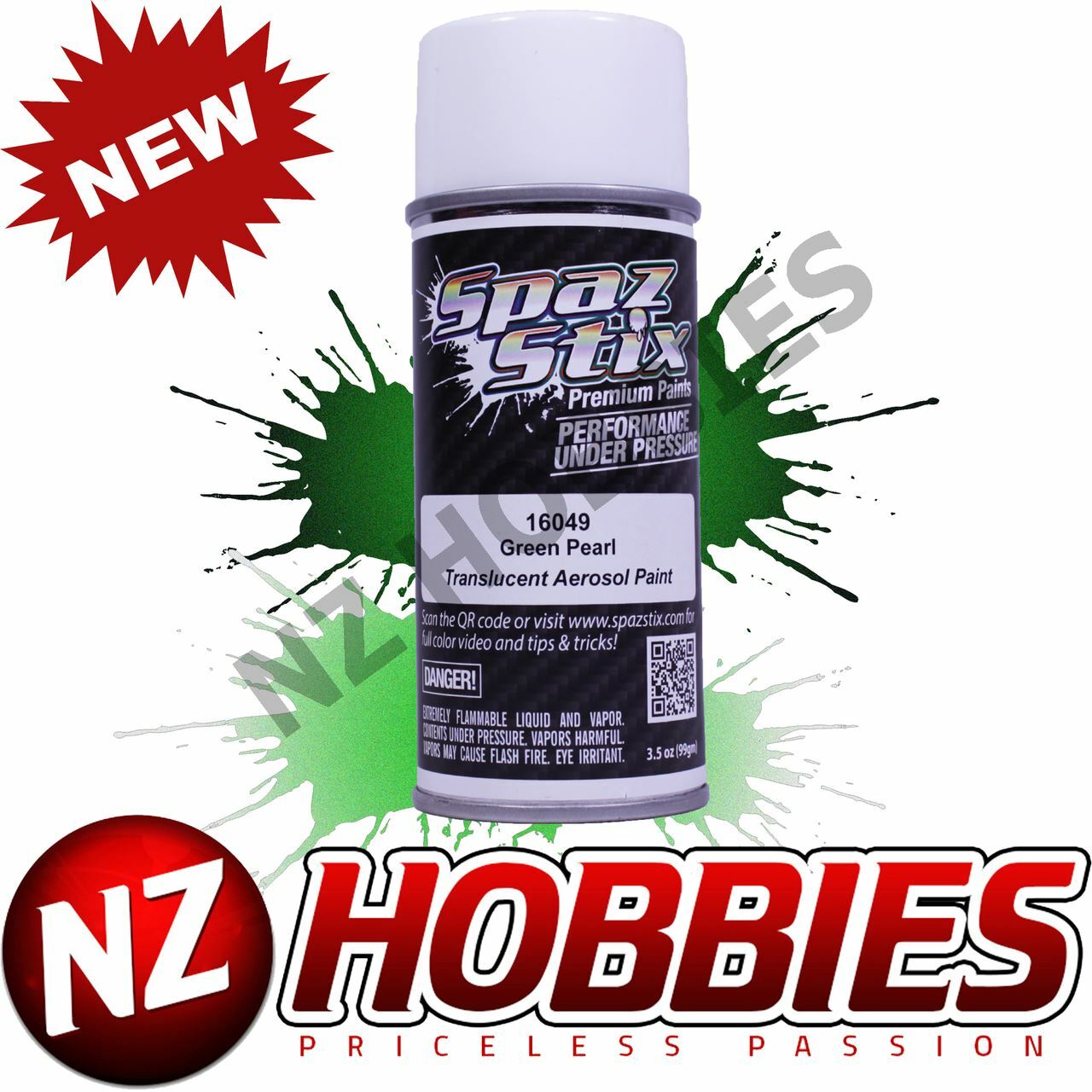 Spaz Stix SZX16049 Green Pearl Aerosol Paint, 3.5oz (R/C Lexan Body)