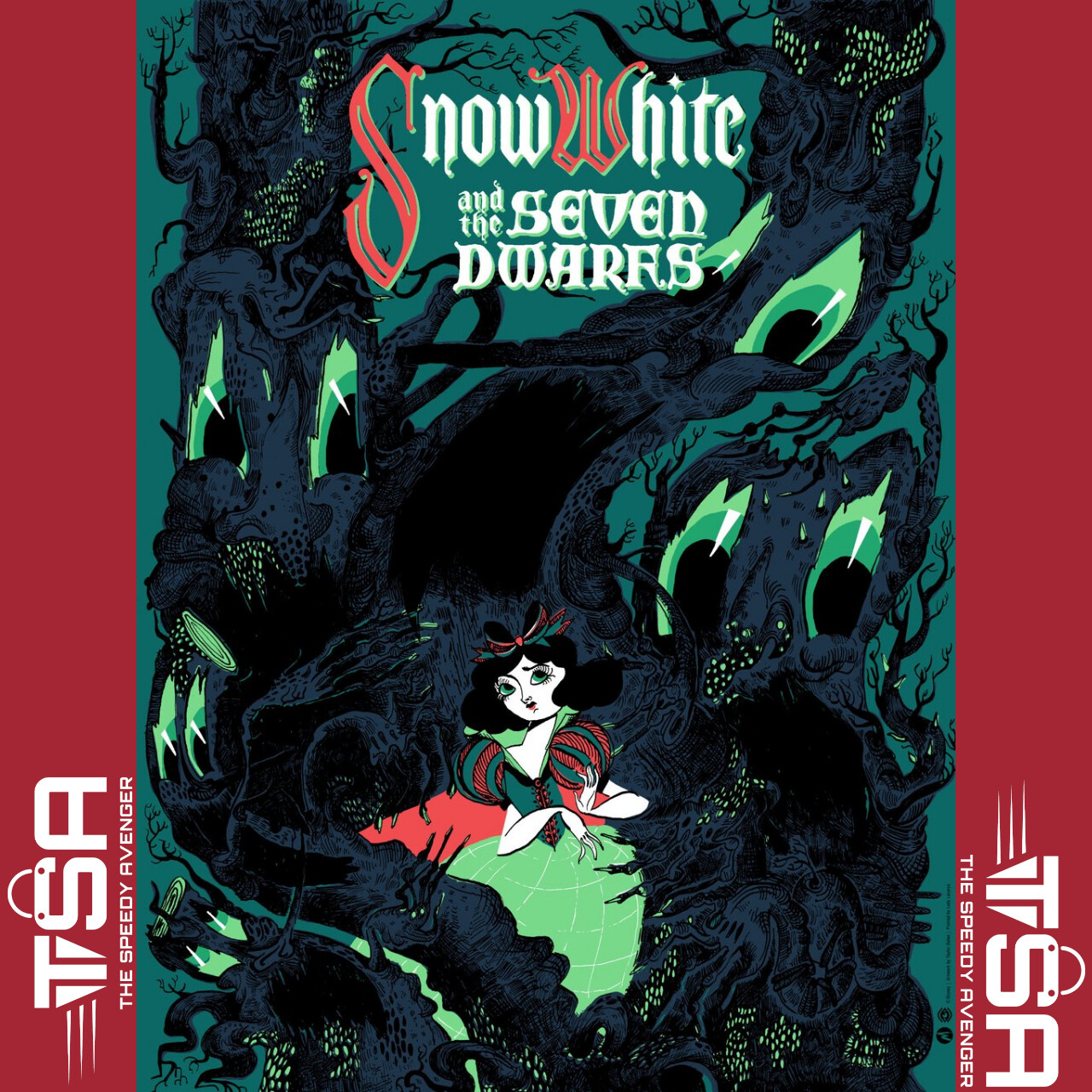MONDO Disney Snow White and the Seven Dwarfs Variant (Green) Poster LE 115 Dolan
