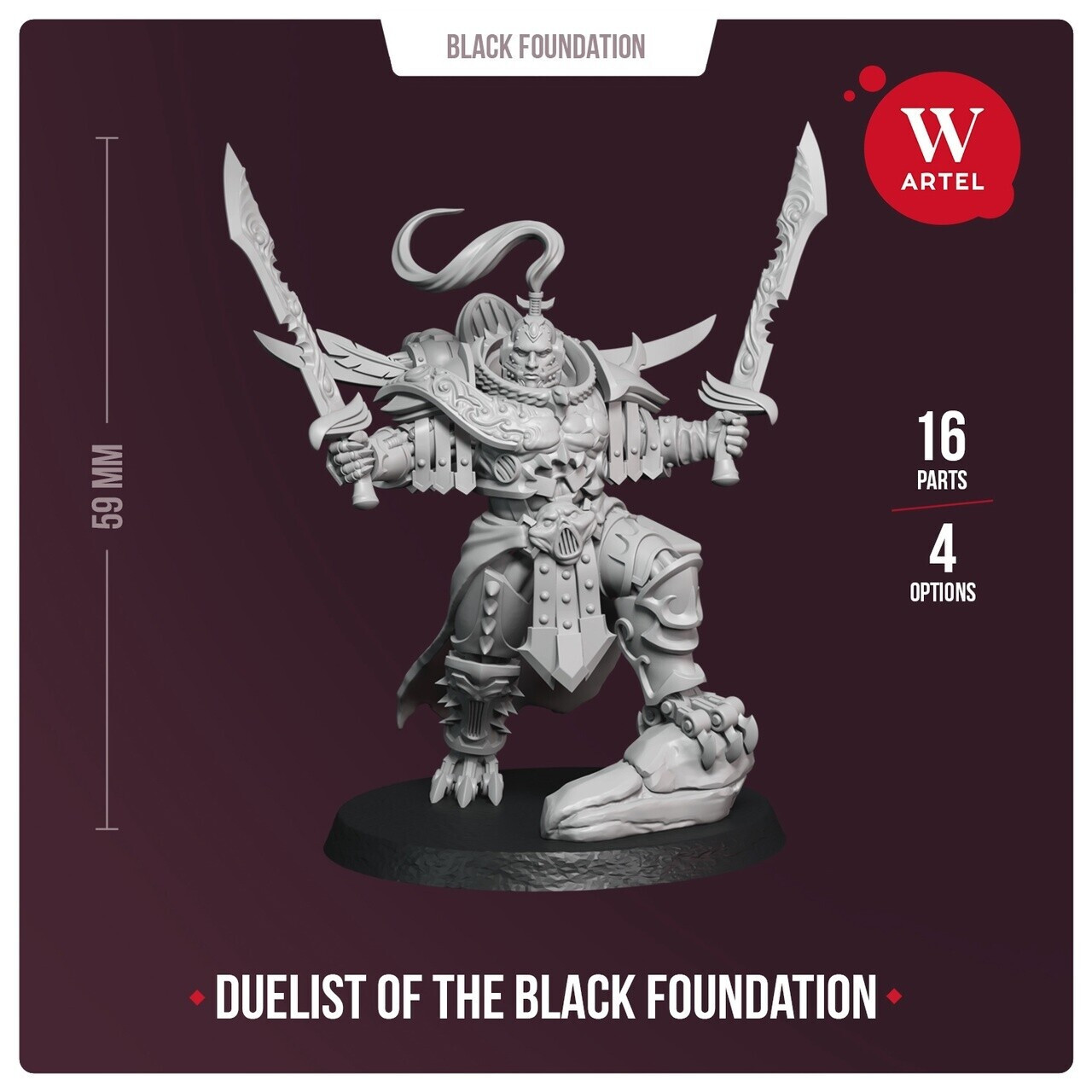 Artel W Дуэлянт Черного Фонда 28 мм Wargaming Miniature Chaos Space