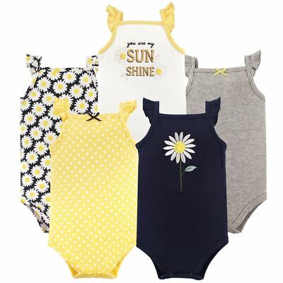 Hudson Baby Sleeveless Bodysuits, 5-Pack, Daisy