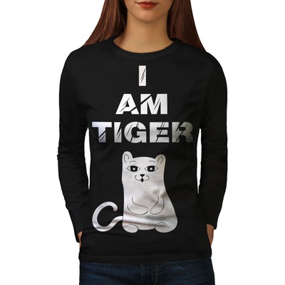 Wellcoda I am Tiger Cute Funny Joke Womens Long Sleeve T-shirt