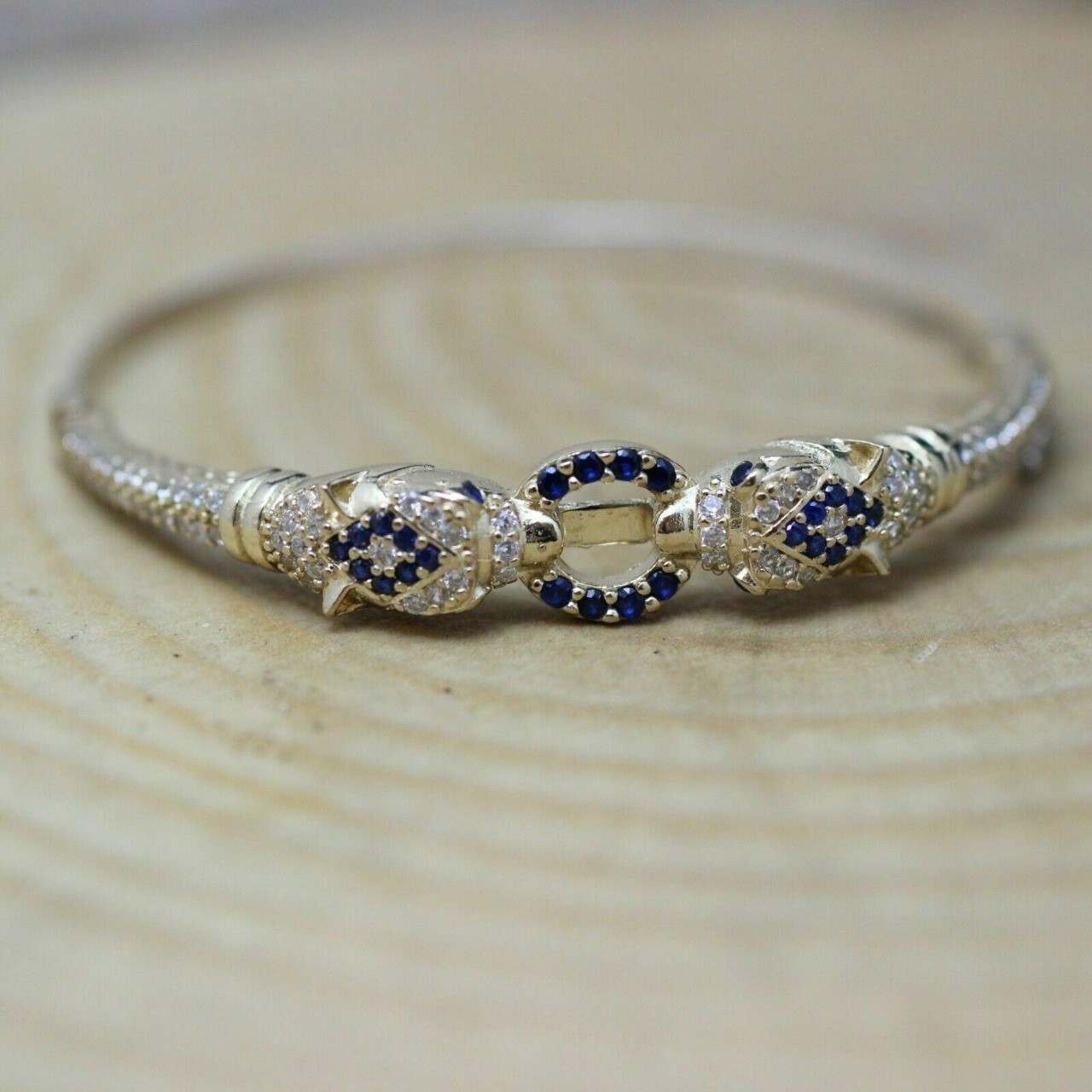 三猿モチーフの額 3 Ct Sapphire & Cubic Zirconia Turkish Tiger Onyx Bracelet
