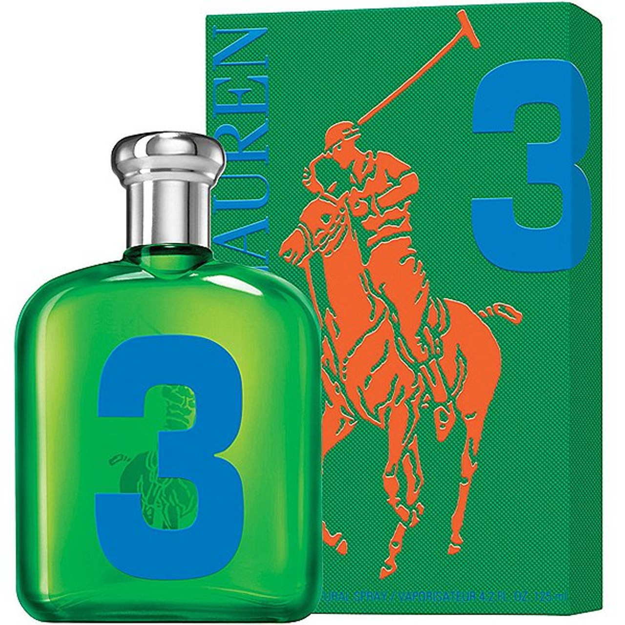 Men Polo Big Pony 3 Green by Ralph Lauren 4.2 oz / 125 ml