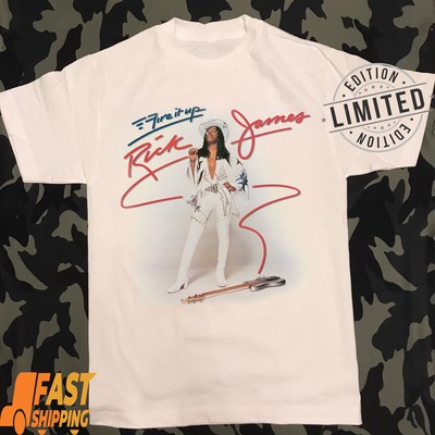 Rick James Fire It Up Guitar in white Unisex T-Shirt Full Size