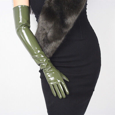 LATEX LONG GLOVES Shine Leather Faux Patent PU 24