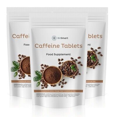 60 x Caffeine 200mg Tablets - 100% Pure Pharmaceutical​ Grade Plus Energy Pills