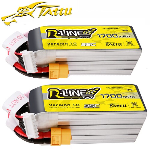 【2個セット】Tattu R-Line1.0 6S 95C 5100mAhリポ Tattu 5100mah 6S 95C 22.2V R-Line Lipo Battery with AS150 Plug