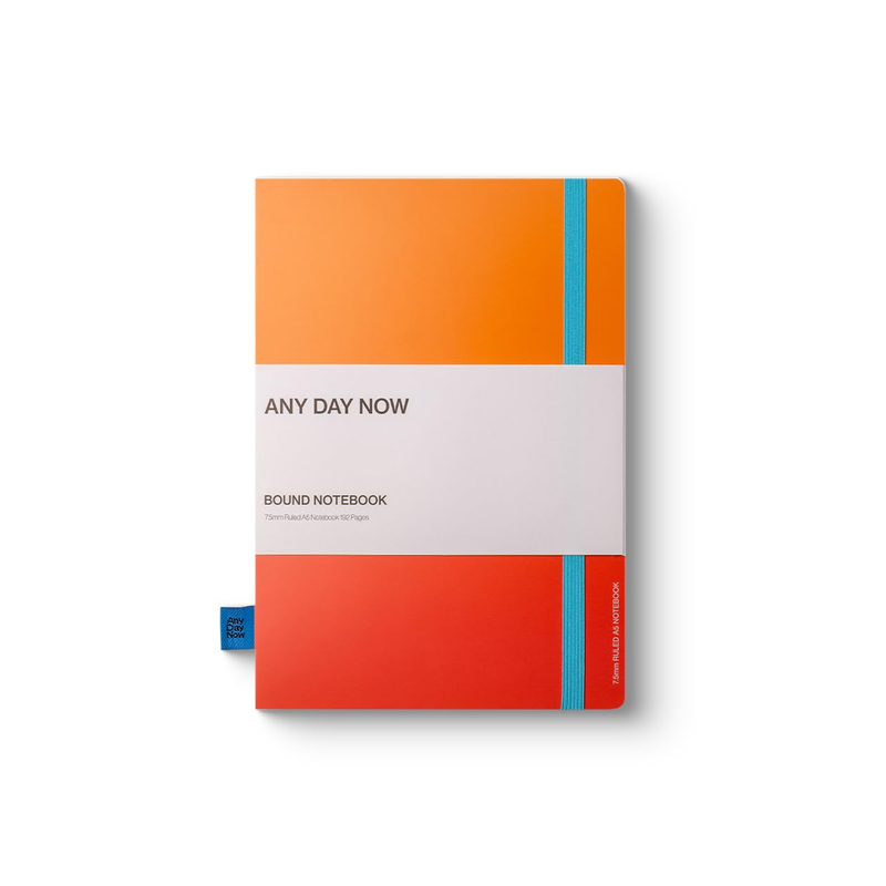 Any Day Now - Bound Notebook - Ruled - A5 - Orange and Red