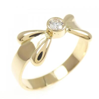Authentic K18YG Ribbon Diamond Ring 0.10CT #260-006-853-3502