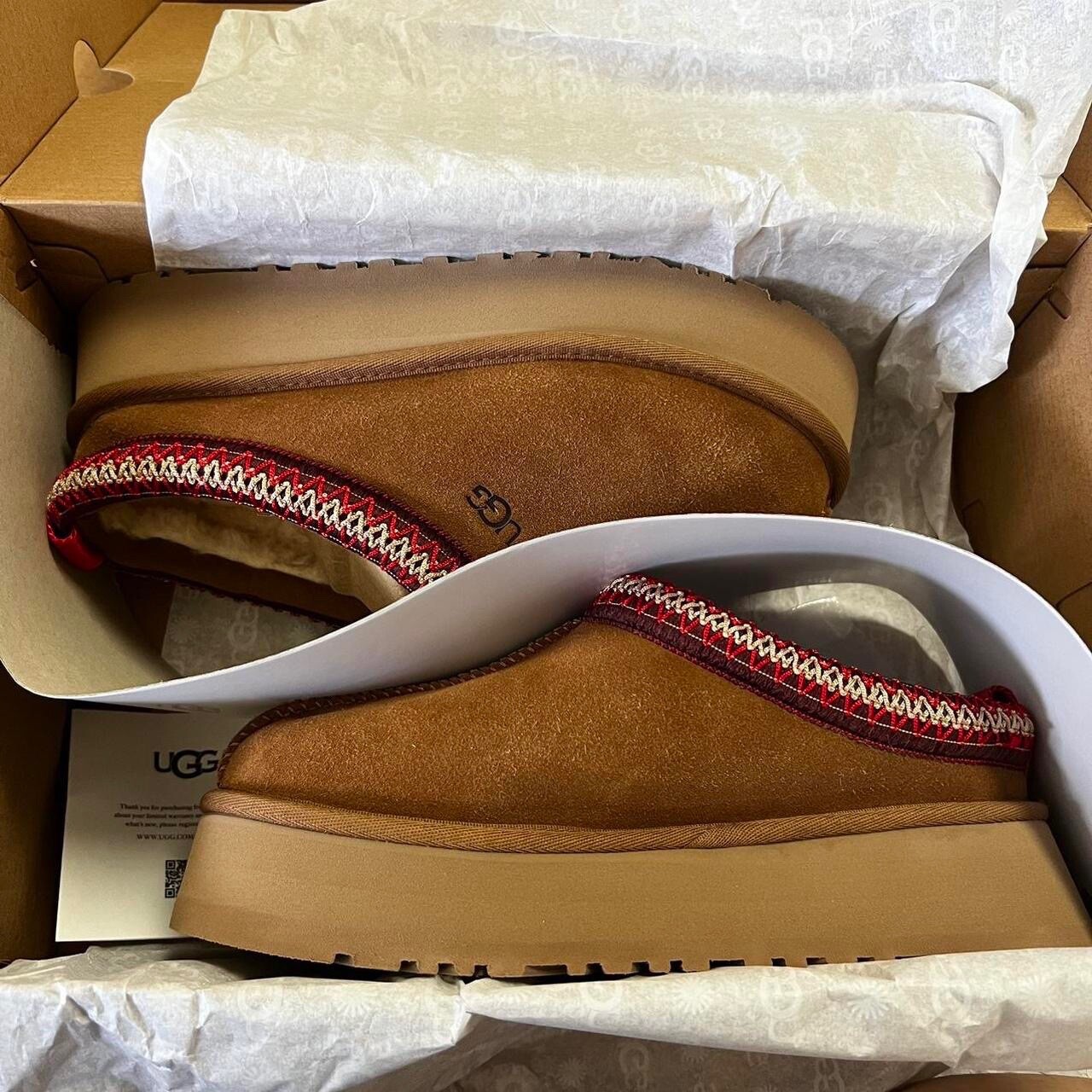 Pre-owned Ugg Women's Tazz Platform Slipper Chestnut Brown 6 In Box