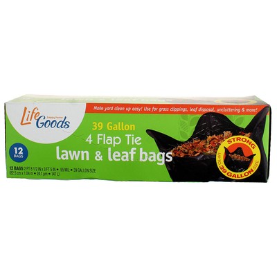 2 Pack Life Goods Happy Home 39 Gallon 4 Flap Tie Lawn & Leaf Bags, 12 Ct