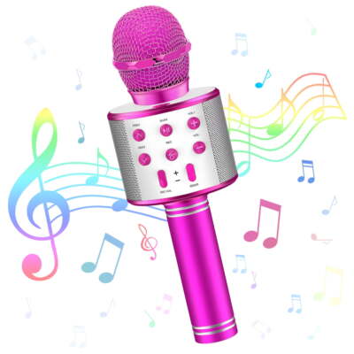 Portable Karaoke Microphone for Kids, Wireless Bluetooth Karaoke Mic for Singing