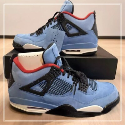 New with box Classic Nike Air Jordan 4 blue black Men's Fashionable shoes