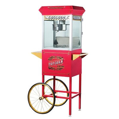 Great Northern Red Antique Style 8 oz Popcorn Popper Machine w/Cart, 8 Ounce