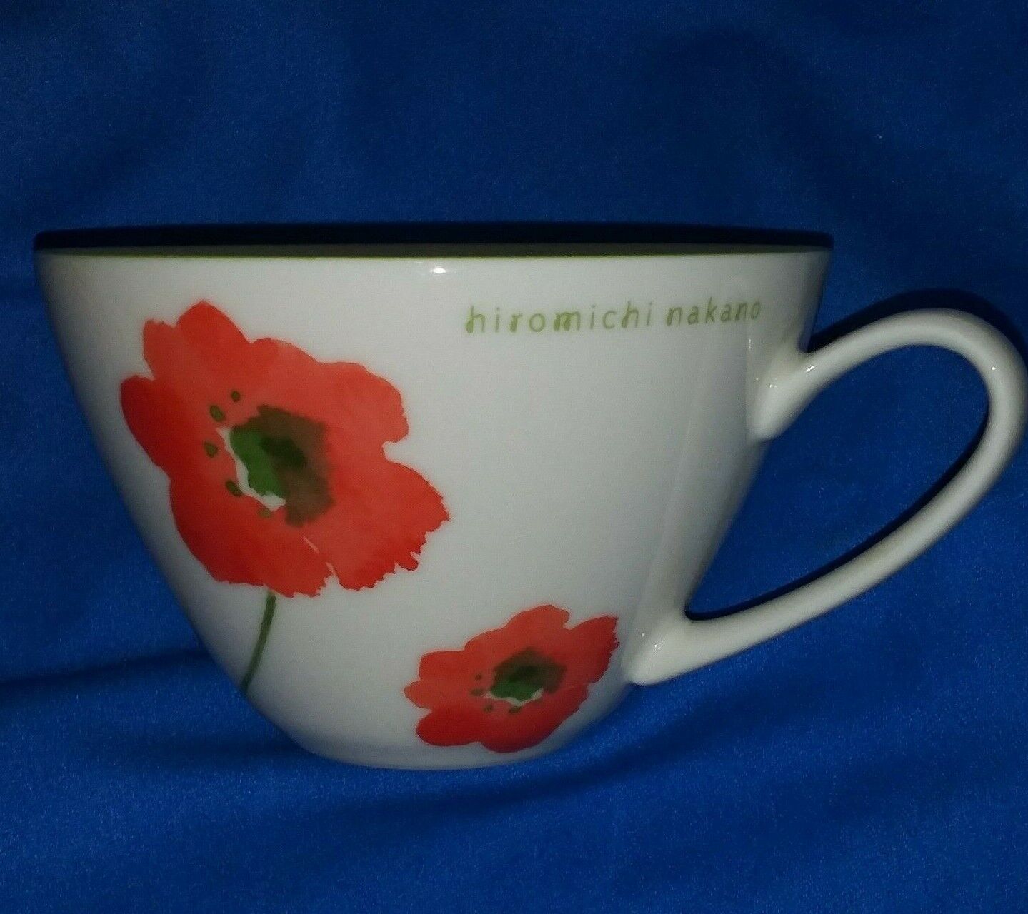 Hiromichi Nakano designer Tea Cup red poppy flowers Sanyo Hiromichi Nakano designer Tea Cup red poppy flowers Sanyo