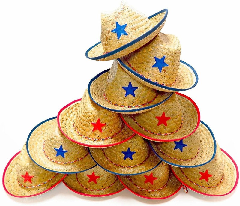 Pack of 12 Straw Cowboy Hats for Kids 