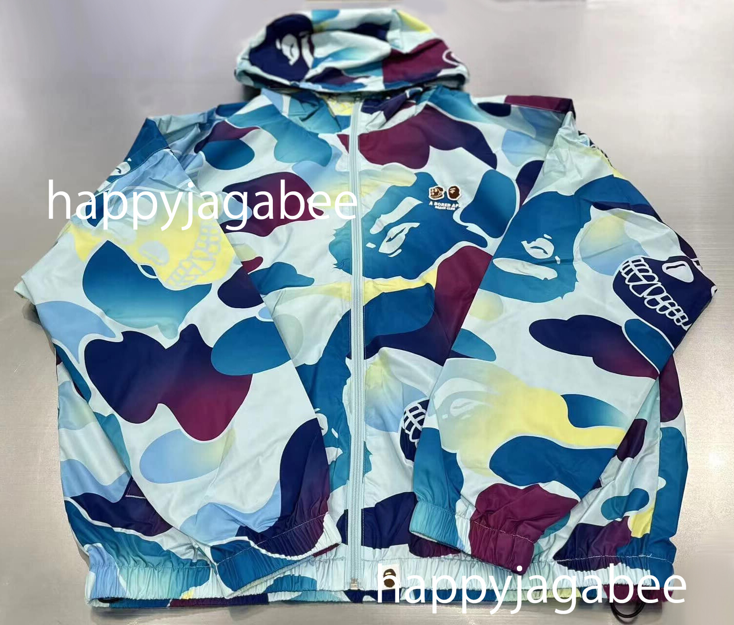 Pre-owned Bape A Bathing Ape Men's  X Bayc Season 2 Light Weight Jacket Blue 1k73140903