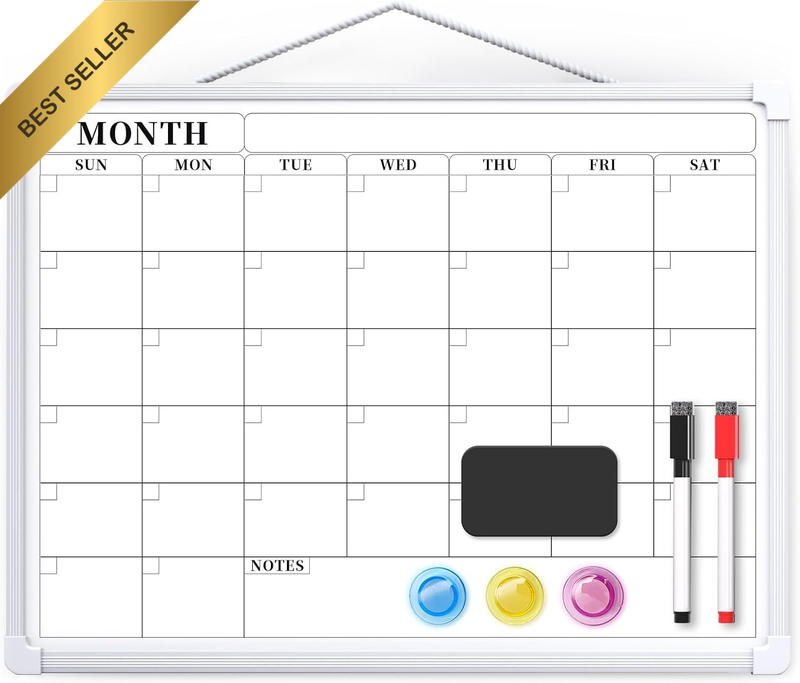 Monthly Calendar Dry-Erase Board, 30×40Cm Whiteboard for Wall Mounting, Compact