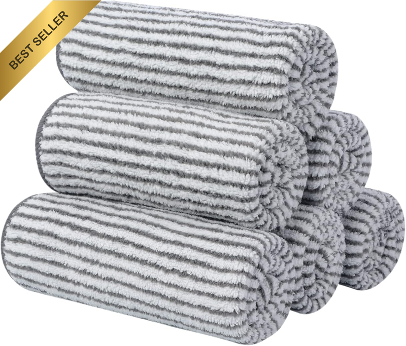 6 Pack Microfiber Face Towels Ultra Soft Bamboo Charcoal Facial Washcloths Reusa
