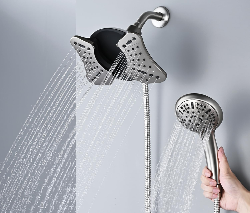 High Pressure Shower Head, Shower Heads with 9 Modes Handheld Spray Combo, 2 in 1 Rain Shower Head with Handheld Spray with 60