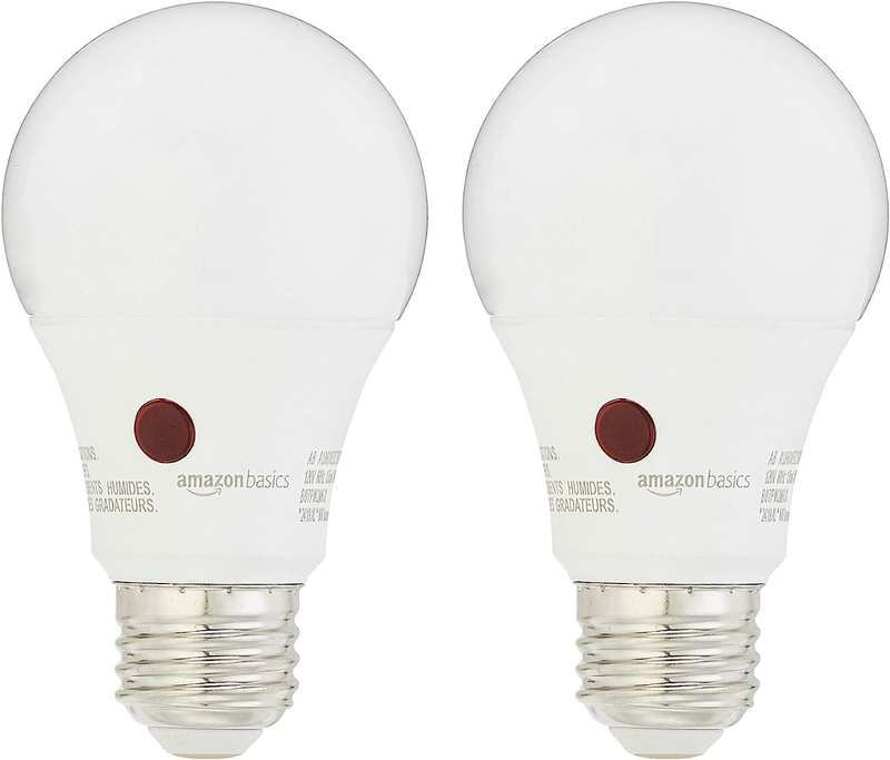 Amazon Basics A19 Dusk to Dawn Sensor LED Light Bulb, 60 Watt Equivalent, Energy