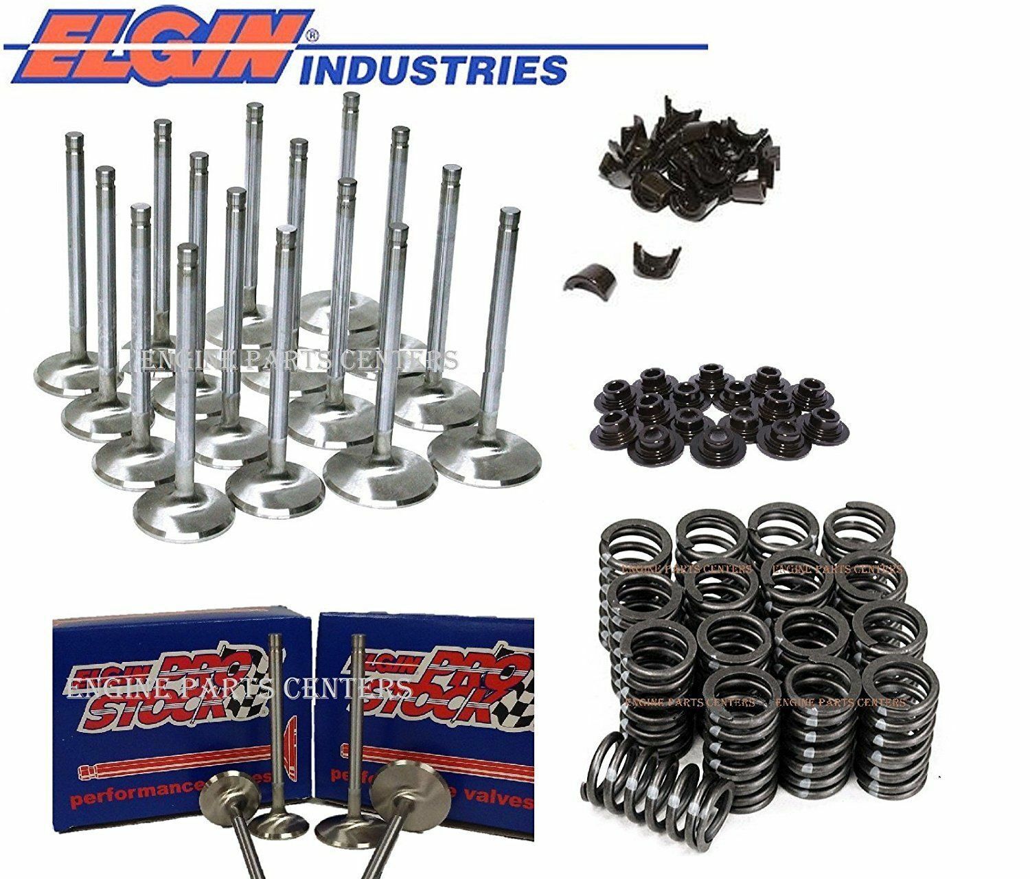 Head Dia Stainless Steel Valves 1.94 Int compatible with Chevy 283 327 350 400 Springs Retainers & Locks ELGIN PERFORMANCE & 1.50 Exh Head Dia 