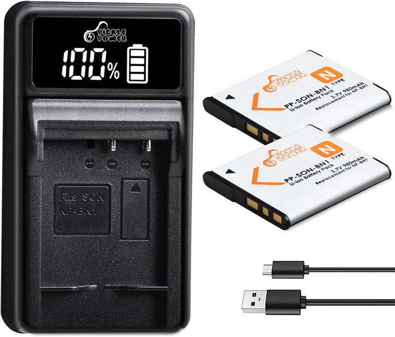 NP-BN1 Batteries and Battery Charger Replacement for Sony Cyber-Shot DSC-W800 DS