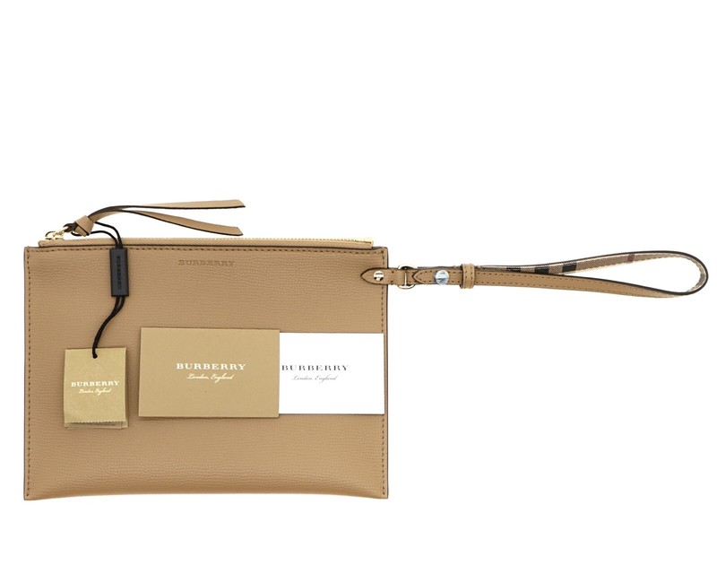 最高品質 新しいバーバリー腕輪ハウス チェック ポーチ ベージュ レザー 春先取りの レジ Www Cakeindustry In